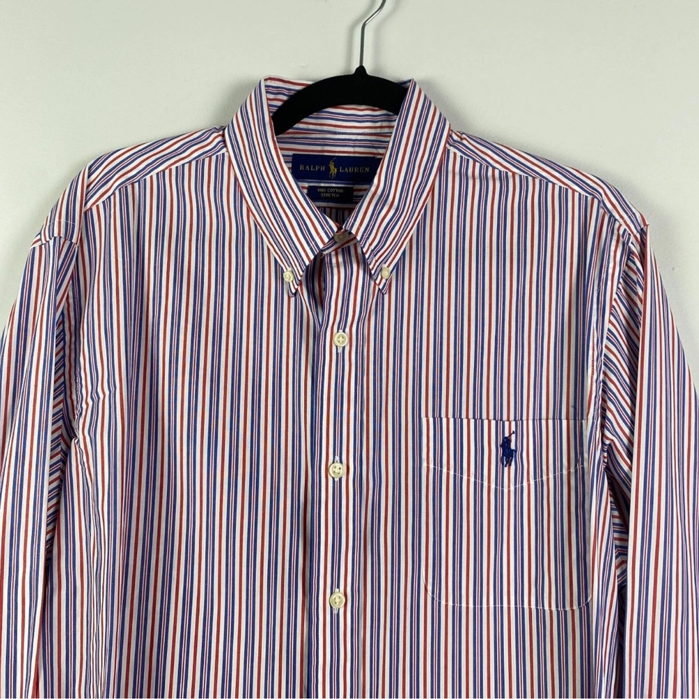 Ralph‎ Lauren 100% Cotton Multicolored Striped Button Down Long Sleeve Size M